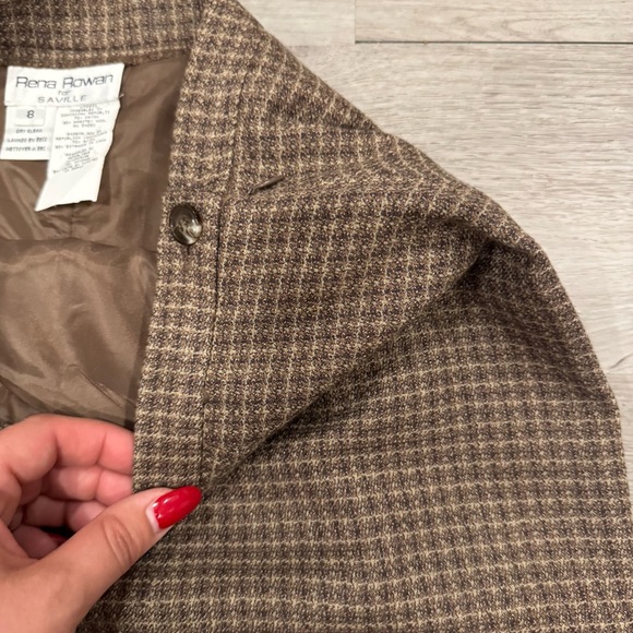 Rena Rowan For Seville Vintage Pencil Skirt Brown Plaid Size 8 Wool Rayon Blend - Picture 4 of 6
